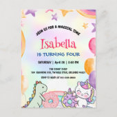 Cute Donuts Dino Eenhoorn Verjaardag Regenboog Fee Briefkaart (Voorkant)