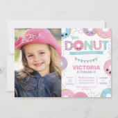 Cute Donuts Doughnut Birthday Party Foto Kaart (Voorkant)