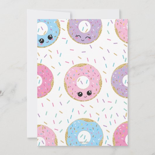 Cute Donuts Doughnut Sprinkles Birthday Party Kaart (Achterkant)