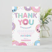 Cute Donuts Doughnuts Sprinkles Birthday Party Bedankkaart (Staand voorkant)