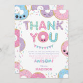 Cute Donuts Doughnuts Sprinkles Birthday Party Bedankkaart (Voorkant / Achterkant)