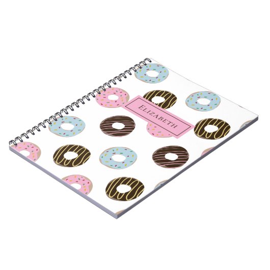 Cute Donuts Voeg je eigen naam aangepaste monogram Notitieboek (Linkerzijde)