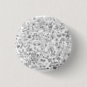 Cute Doodle Black & White Ronde Button 3,2 Cm (Voorkant)