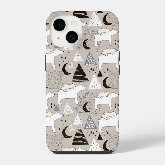 Cute Doodle Bosbeerpatroon iPhone Hoesje (Achterkant)