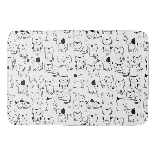 Cute Doodle Cats Pattern Showgordijn Badmat (Voorkant)