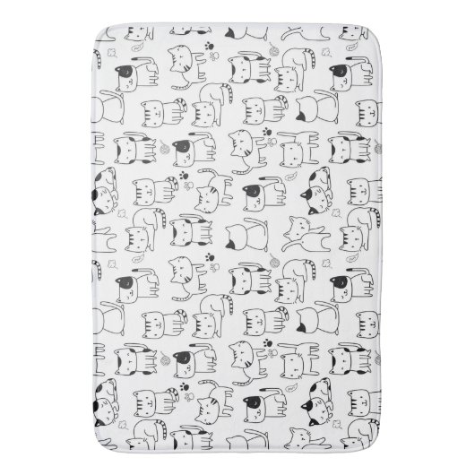 Cute Doodle Cats Pattern Showgordijn Badmat (Voorkant Verticaal)