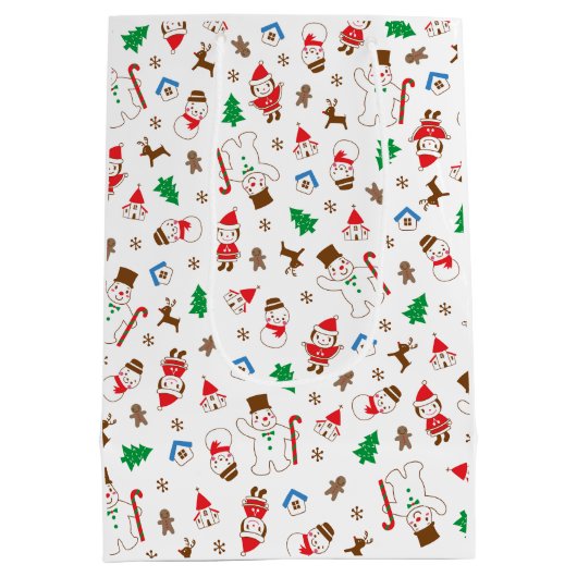 Cute Doodle Character Christmas Gift Bag Medium Cadeauzakje (Achterkant)