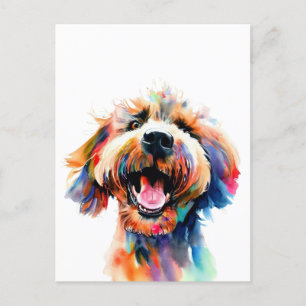 Cute Doodle Colorful Labradoodle Art Briefkaart