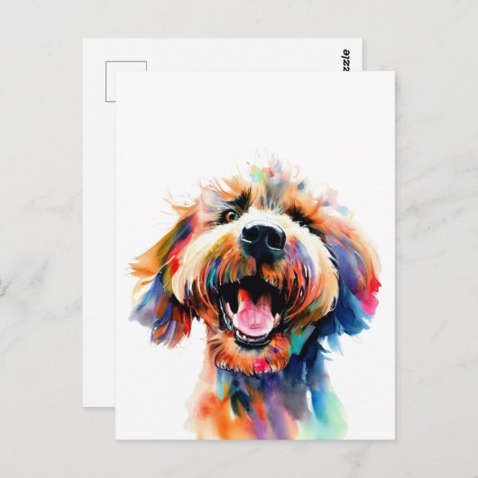 Cute Doodle Colorful Labradoodle Art Briefkaart (Voorkant / Achterkant)