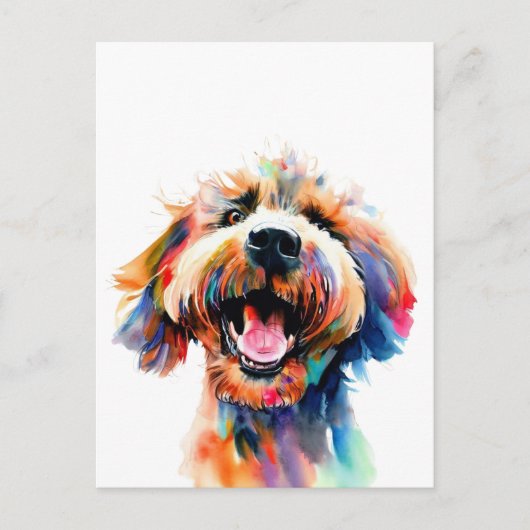 Cute Doodle Colorful Labradoodle Art Briefkaart (Voorkant)