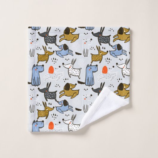 Cute Doodle Dog Patroon Bad Handdoek (Wasdoekje)