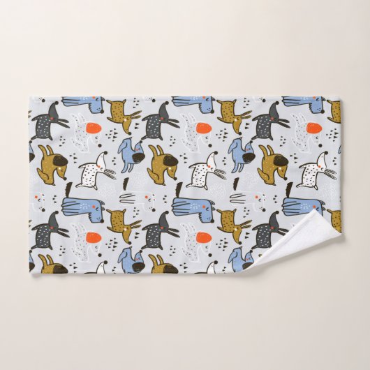 Cute Doodle Dog Patroon Bad Handdoek (Handdoek)