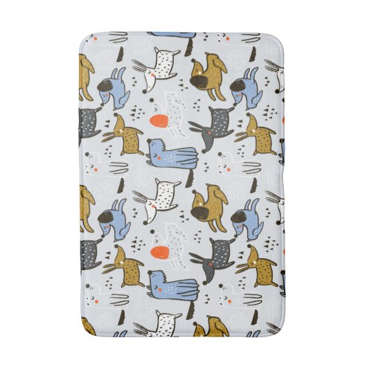 Cute Doodle Dog Patroon Badmat (Voorkant Verticaal)