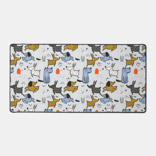 Cute Doodle Dog Patroon Bureaumat (Voorkant)