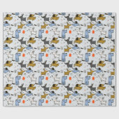 Cute Doodle Dog Patroon Cadeaupapier (Vlak)