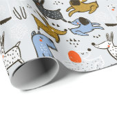 Cute Doodle Dog Patroon Cadeaupapier (Rol Hoek)