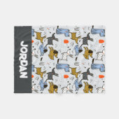 Cute Doodle Dog Patroon Fleece Deken (Voorkant (Horizontaal))