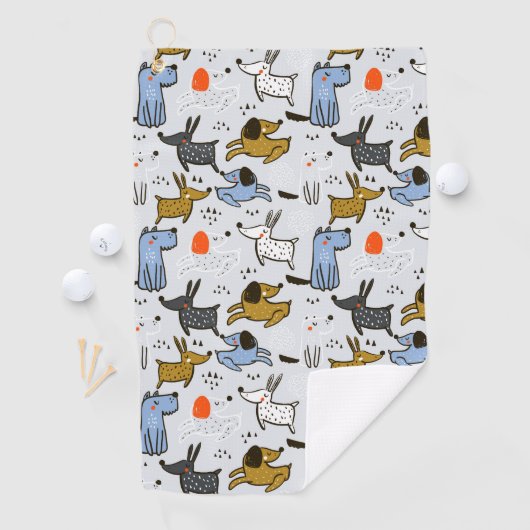 Cute Doodle Dog Patroon Golfhanddoek (Insitu)