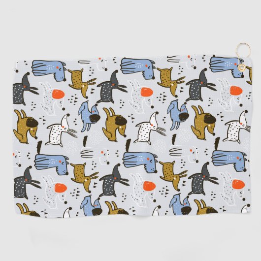 Cute Doodle Dog Patroon Golfhanddoek (Horizontaal)