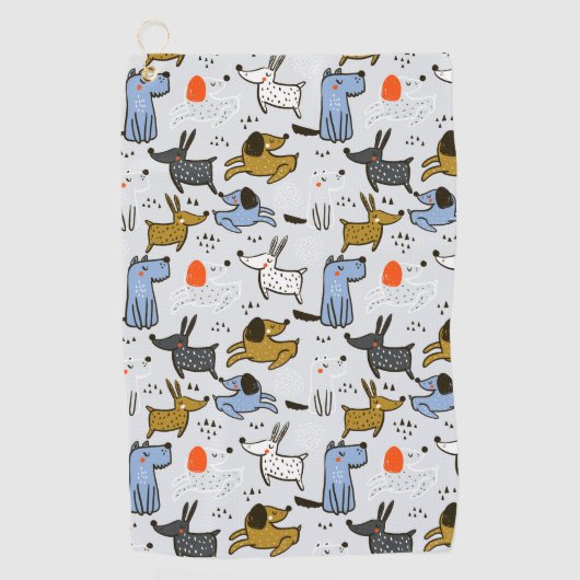 Cute Doodle Dog Patroon Golfhanddoek (Voorkant)