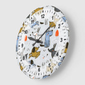 Cute Doodle Dog Patroon Grote Klok (Hoek)
