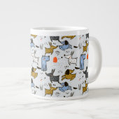 Cute Doodle Dog Patroon Grote Koffiekop (Voorkant rechts)