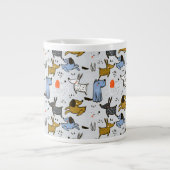 Cute Doodle Dog Patroon Grote Koffiekop (Voorkant)