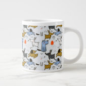 Cute Doodle Dog Patroon Grote Koffiekop (Rechts)