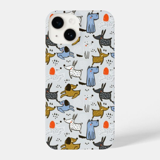 Cute Doodle Dog Patroon iPhone Hoesje (Achterkant)
