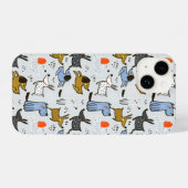 Cute Doodle Dog Patroon iPhone Hoesje (Achterkant horizontaal)