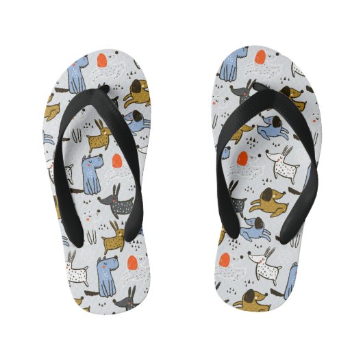 Cute Doodle Dog Patroon Kinder Teenslippers (Voetbed)