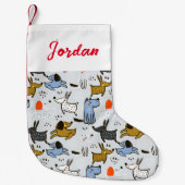 Cute Doodle Dog Patroon Kleine Kerstsok (Voorkant)
