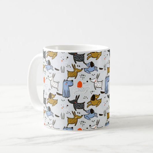 Cute Doodle Dog Patroon Koffiemok (Voorkant links)