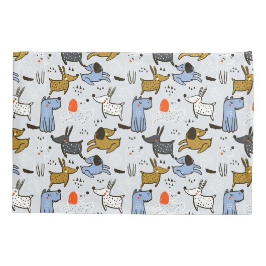 Cute Doodle Dog Patroon Kussensloop (Achterkant)