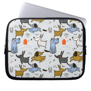 Cute Doodle Dog Patroon Laptop Sleeve