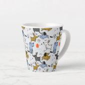 Cute Doodle Dog Patroon Latte Mok (Rechterhoek)