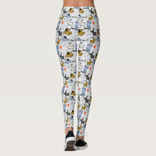 Cute Doodle Dog Patroon Leggings (Achterkant)