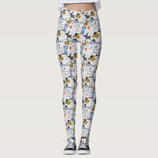 Cute Doodle Dog Patroon Leggings (Voorkant)