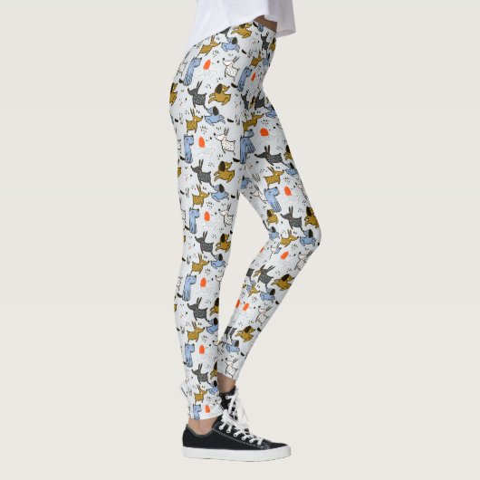 Cute Doodle Dog Patroon Leggings (Rechts)