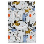 Cute Doodle Dog Patroon Medium Cadeauzakje (Voorkant)