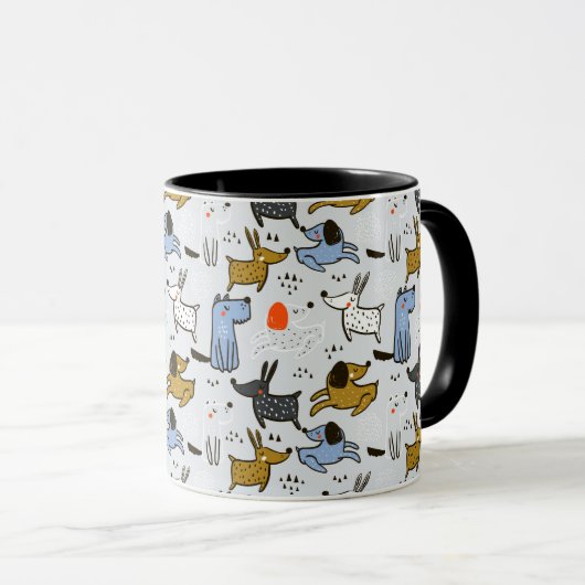 Cute Doodle Dog Patroon Mok (Voorkant rechts)