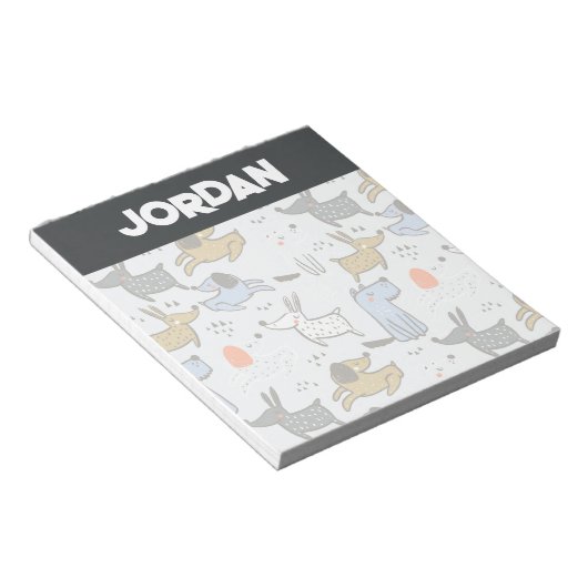 Cute Doodle Dog Patroon Notitieblok (Schuin)