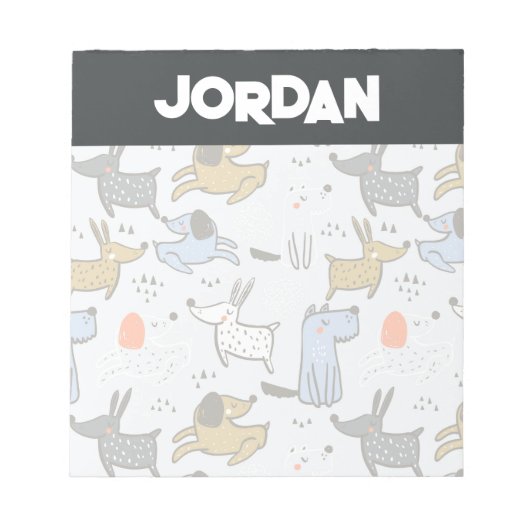 Cute Doodle Dog Patroon Notitieblok (Voorkant)