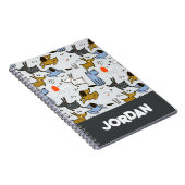 Cute Doodle Dog Patroon Notitieboek (Rechterzijde)