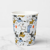 Cute Doodle Dog Patroon Papieren Bekers (Links)