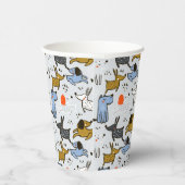 Cute Doodle Dog Patroon Papieren Bekers (Rechts)