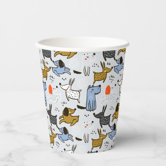 Cute Doodle Dog Patroon Papieren Bekers (Voorkant)