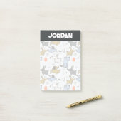 Cute Doodle Dog Patroon Post-it® Notes (Op bureau)
