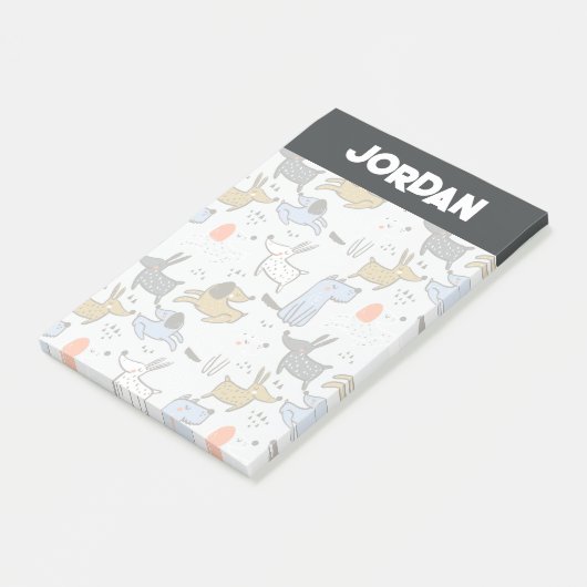 Cute Doodle Dog Patroon Post-it® Notes (Schuin)
