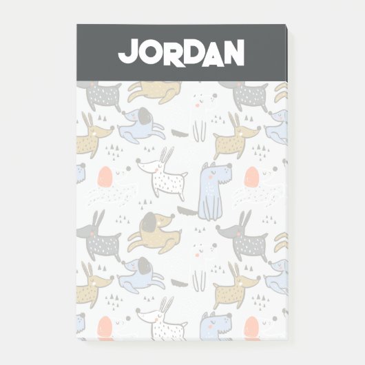 Cute Doodle Dog Patroon Post-it® Notes (Voorkant)